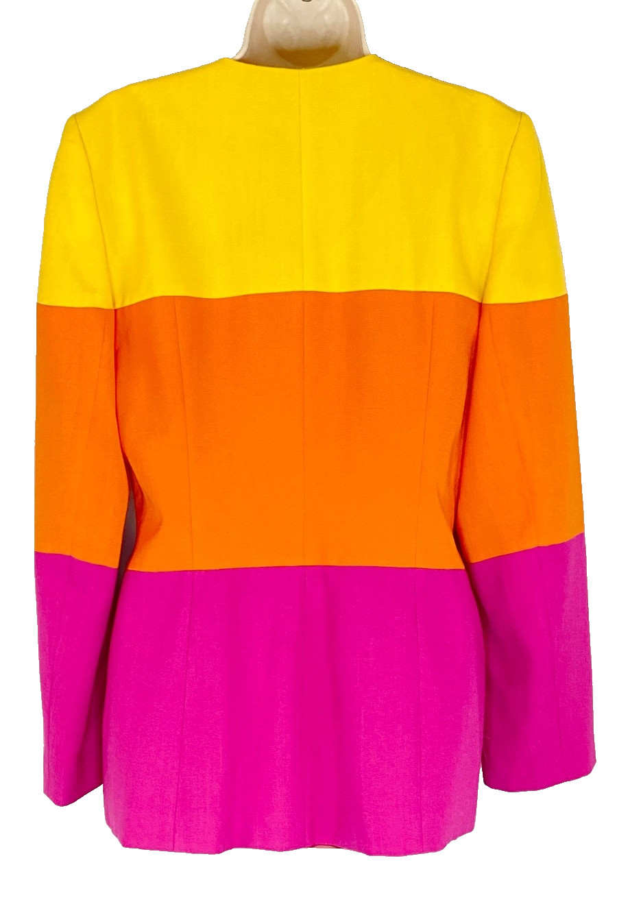Vintage 1990s colorful blazer jacket pink orange yellow color block E.R. GERARD