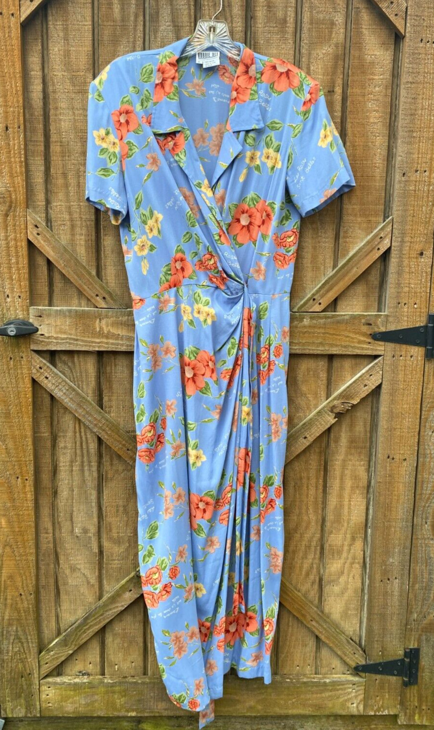 Vintage Robbie Bee Blue Floral Collared Maxi Dress Womens Size 10 Cottagecore
