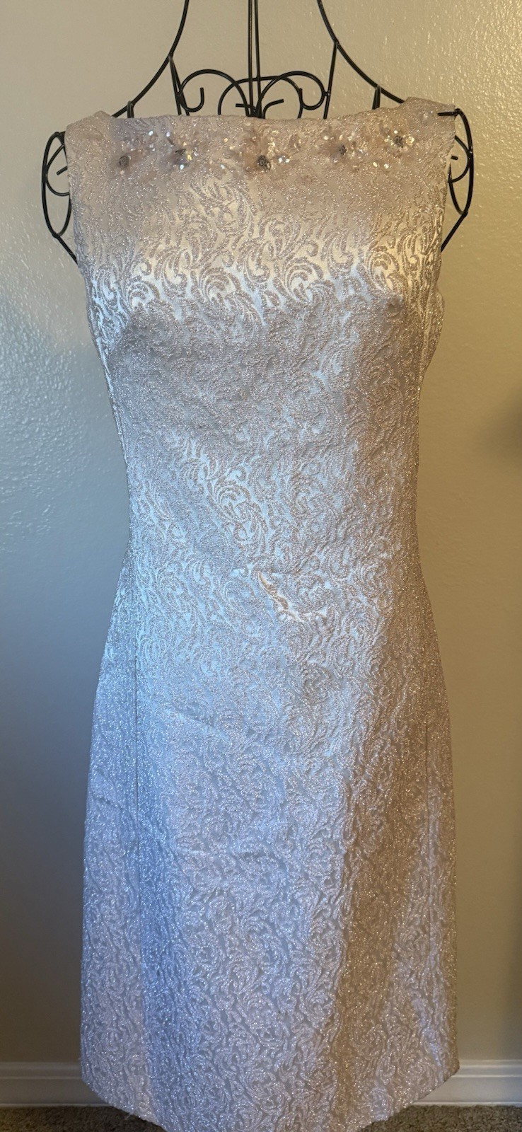 Vintage Lorrie Deb San Francisco Cocktail Dress Pink Satin with Sequins