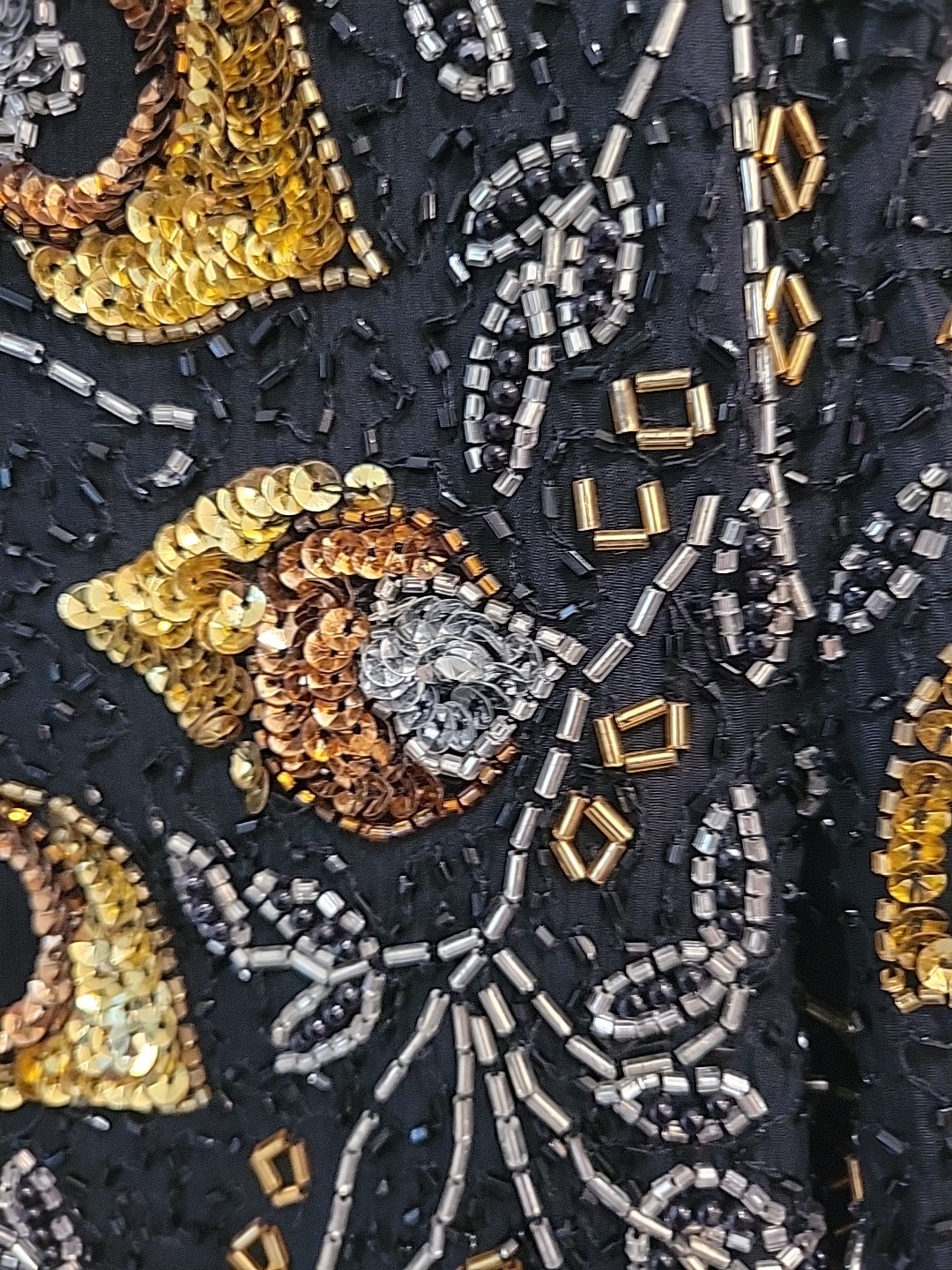 NWT NIGHT VOGUE Vintage gold Sequin & Beaded Jacket Glam Disco 80s 90s M Silk