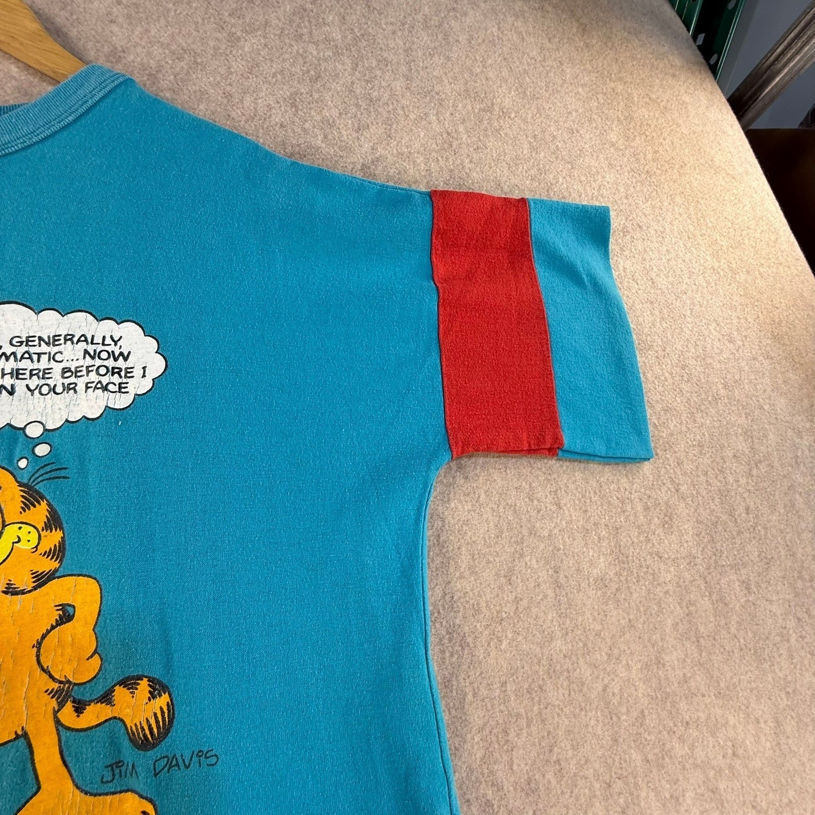 Vintage 1978 Garfield Libra Zodiac Sleep Shirt Applause Teal Blue One Size