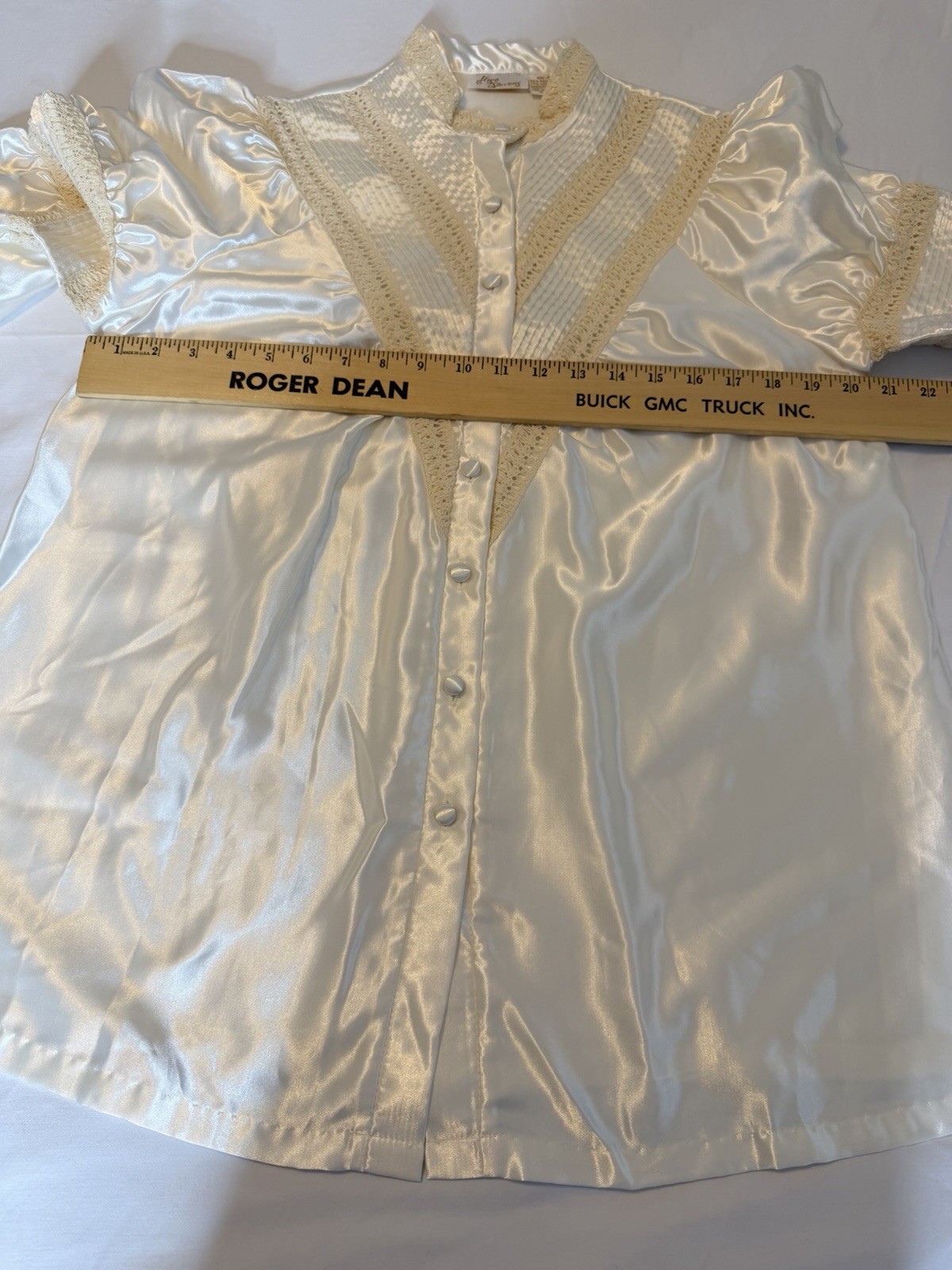 Vintage 80s Ilise Stevens Cream Satin Bridal Pajama Set M Theater Costume