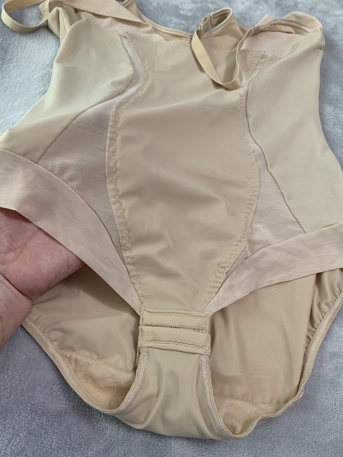 XL Girdle Bodysuit Bodybriefer Shaper Open bust Panty Wire Free Beige