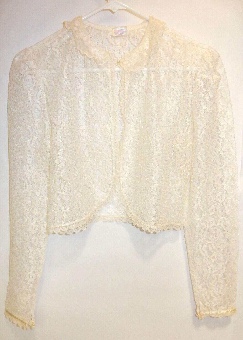 VINTAGE CANDI JONES CALIFORNIA BACK BUTTON-UP IVORY LACE BLOUSE SIZE ~ SMALL