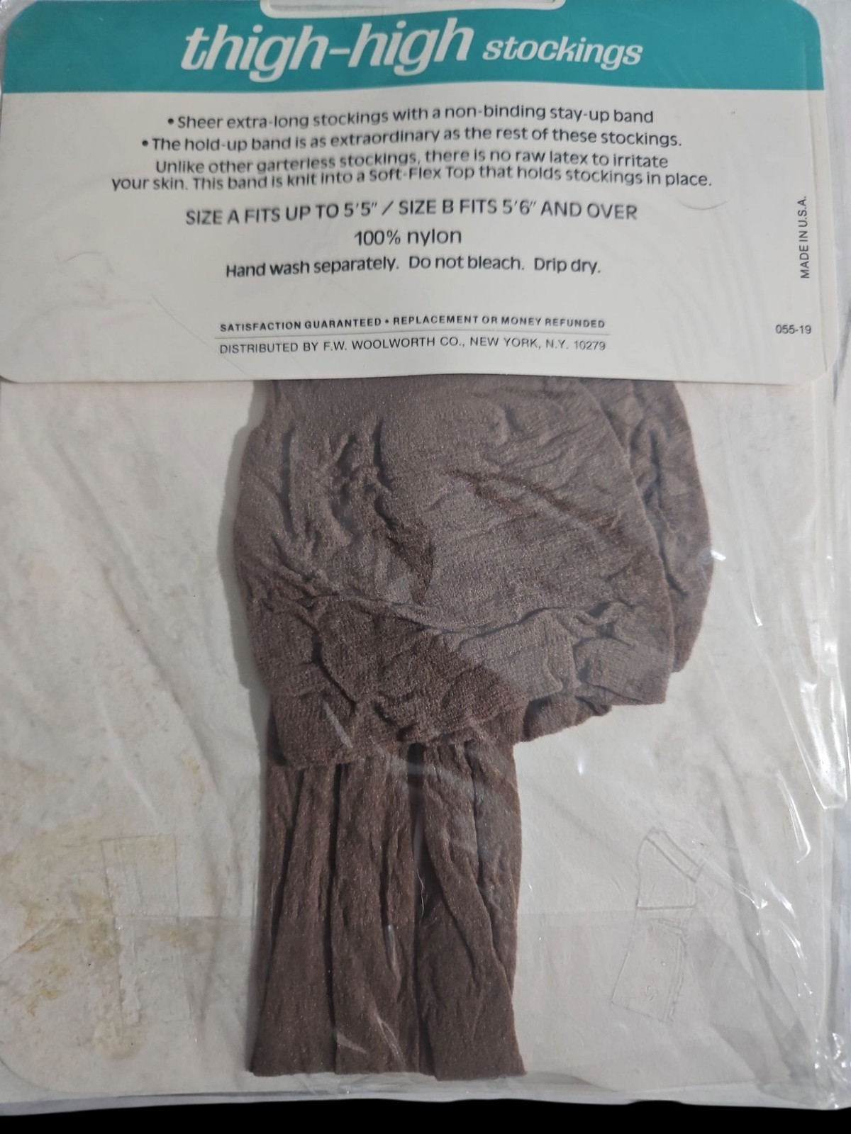 3 Pairs NOS Vtg Nylon Stockings Thigh High Pantyhose Size B No Garters