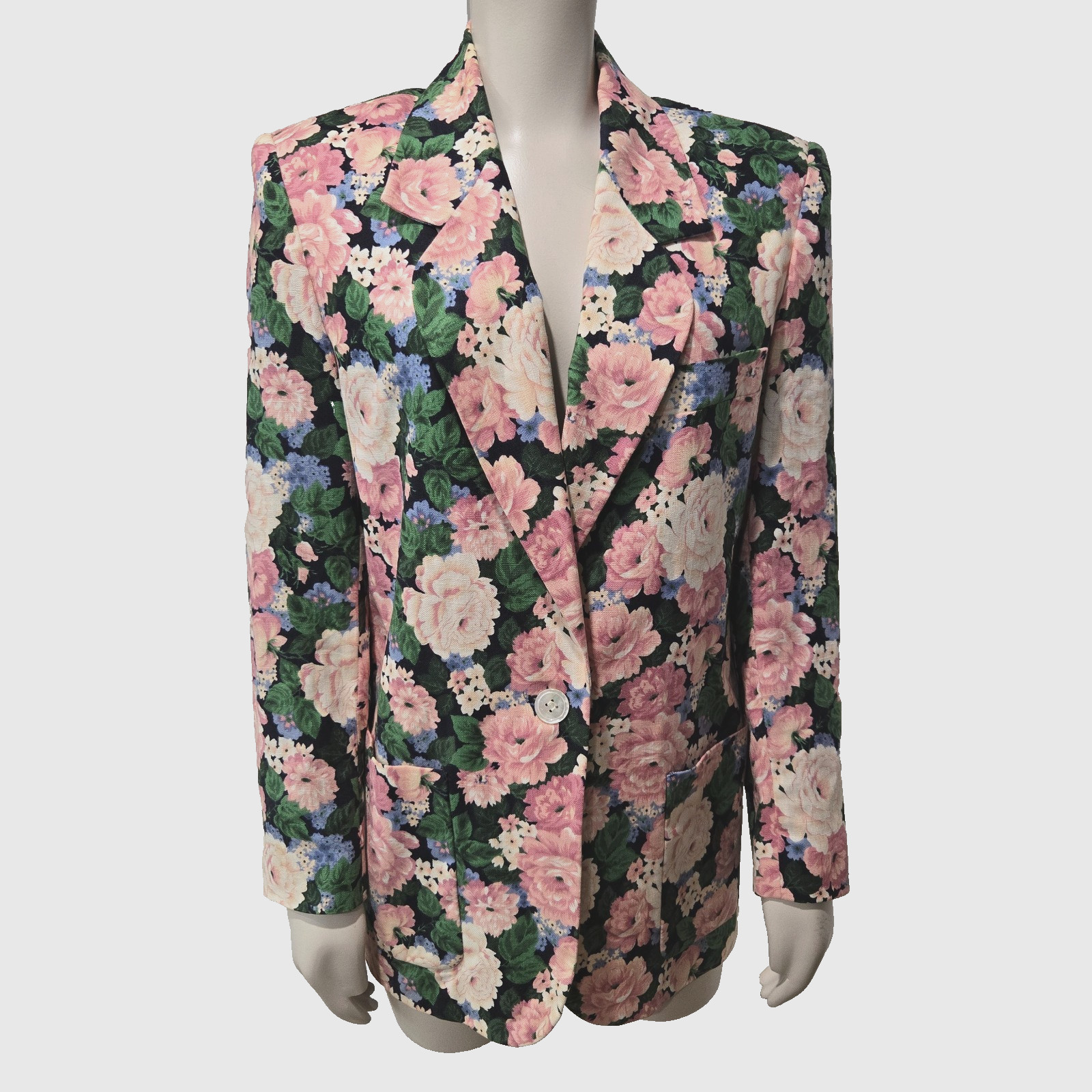 Vtg JH Collectibles Floral linen Blend Blazer Sz 6 Oversized Feminine Maximalist