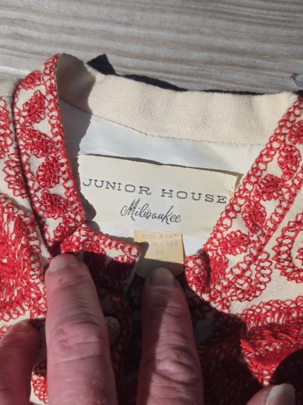 Vintage Junior House Milwaukee 2 Pc Set Red Soutache Embroidered Jacket Belt 60s