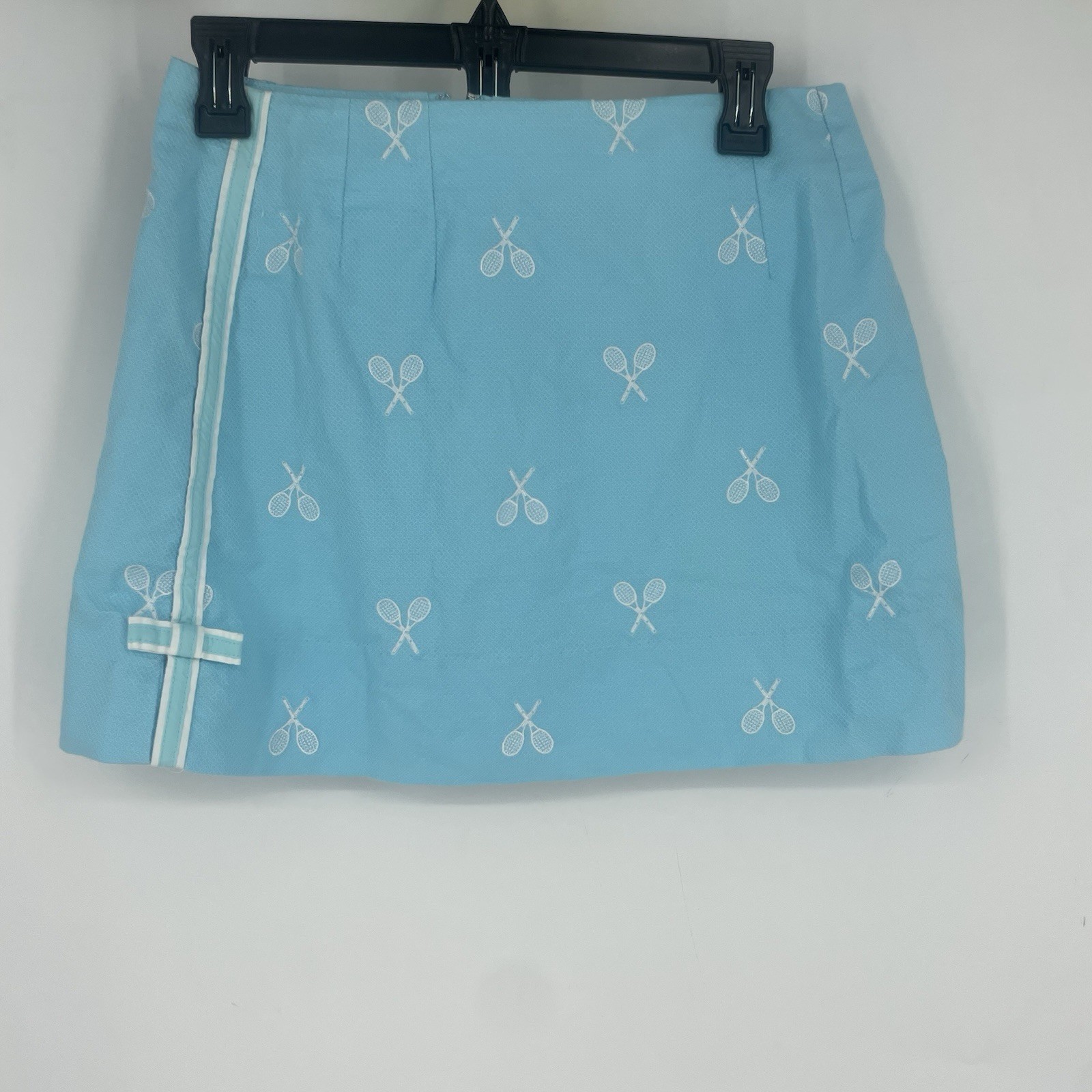 Vintage 90s Lilly Pulitzer White Label Skirt Womens 4 Blue Tennis Racquets Bow