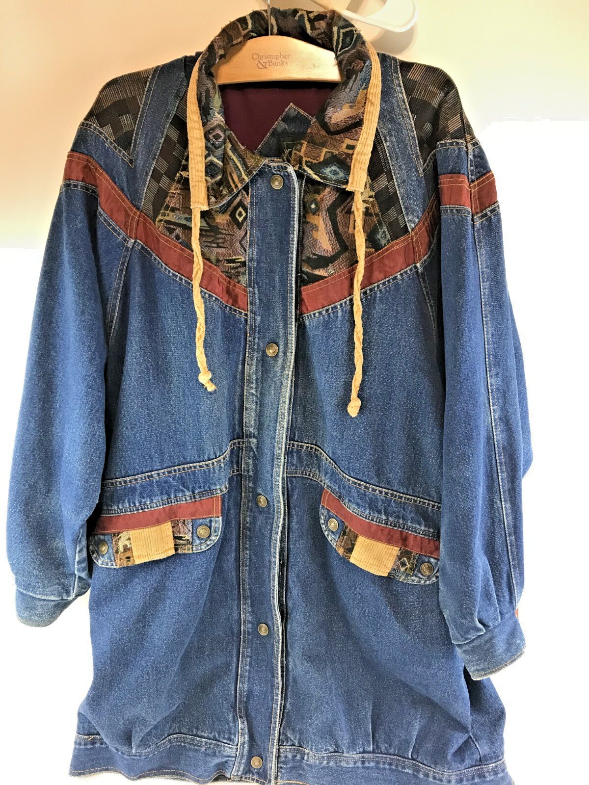 Vintage Denim 1980’s Weathered BluesChore Aztec Jacket Womens 22W Lined Pockets