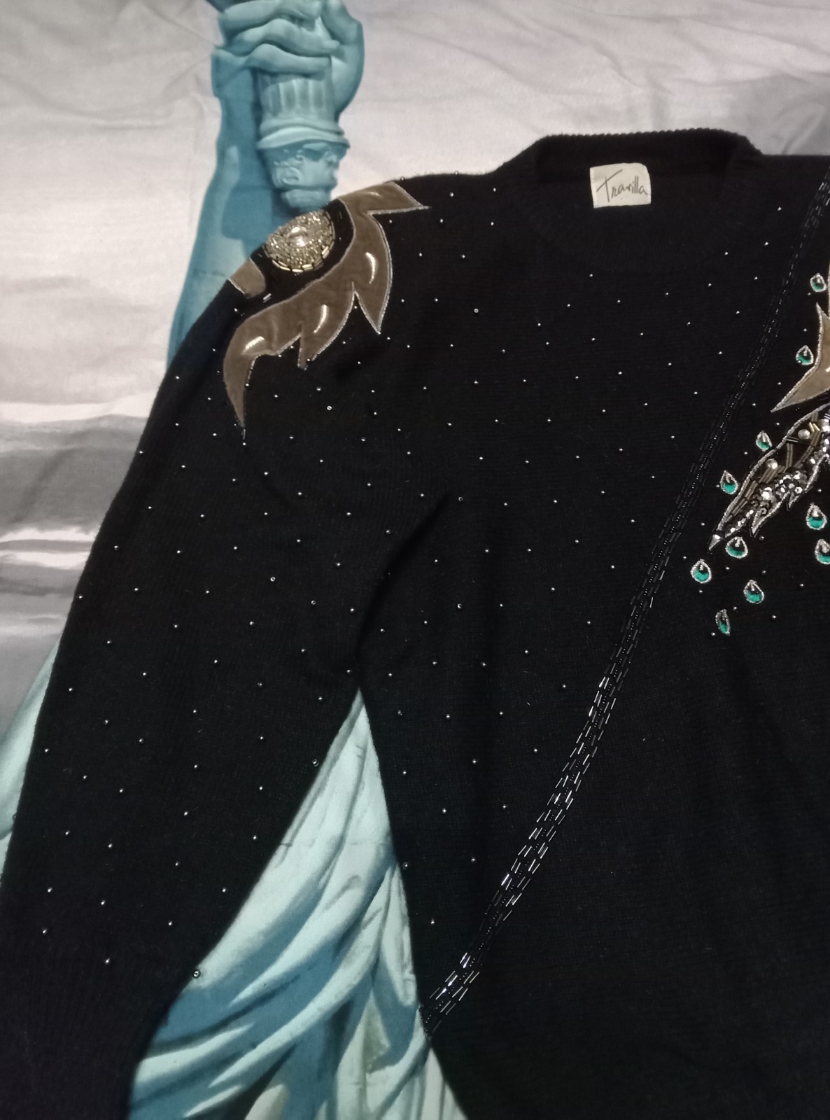 William Travilla Vintage Women’s Black Acrylic/Nylon Sweater Size 12