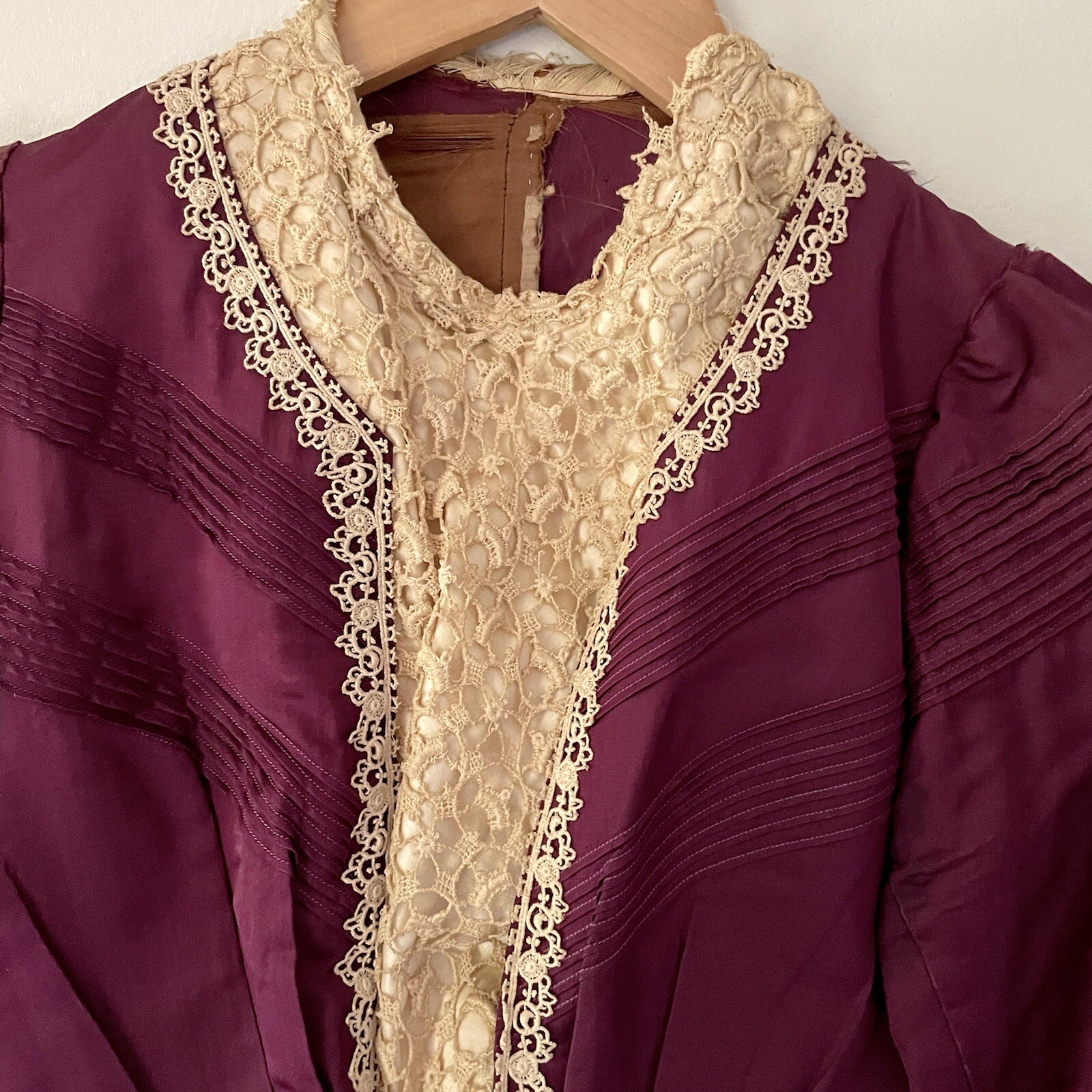 Antique Edwardian Bloused Bodice – Silk & Crochet – Promenade Dress Top