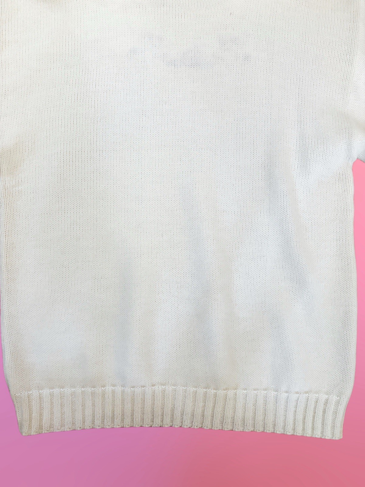 Vintage 1970s Nan Dorsey Cream Acrylic Knit Sweater Flower Embroidery – Medium