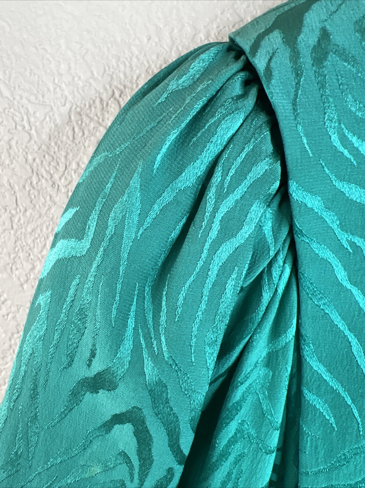 Vintage 1980s Silk Studio 100% Silk Green Black Peplum Dress Size 12 Petite