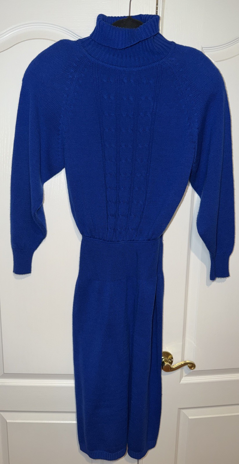 Vintage Plain Jane Sweater Dress Blue Cable Knit 80s 90s Classic Preppy Medium