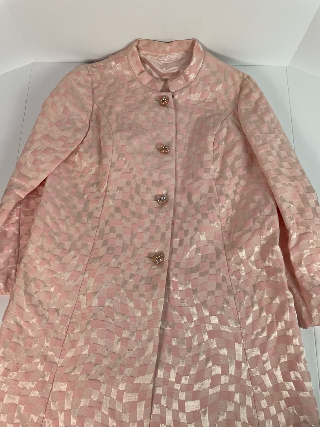 Vintage 1960s Carol Brent Pink Jacquard Dress and Jacket Set