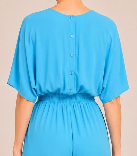Vintage 90s Bali Crochet Embroidered Cutwork Blue Jumpsuit, NWT, Size Medium M