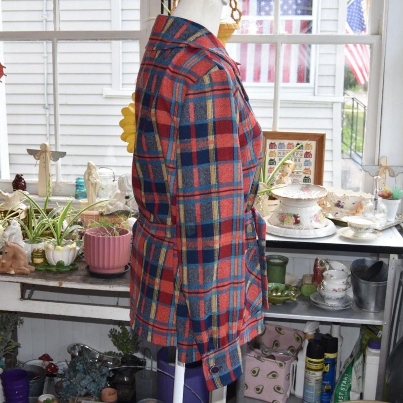 Vintage 60s-70s Pendleton Knockabouts Virgin Wool Plaid Belted Jacket Women’s M