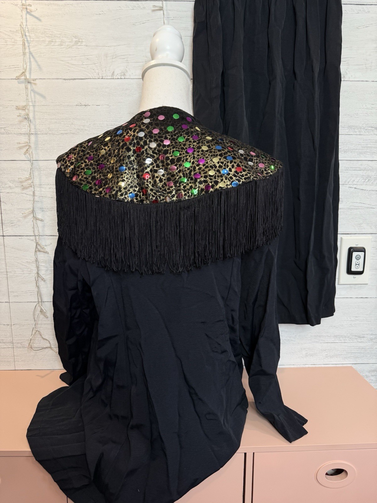 Sequin Leopard Print Disco Cowboy Fringe Jacket Skirt Shawl Festival Western