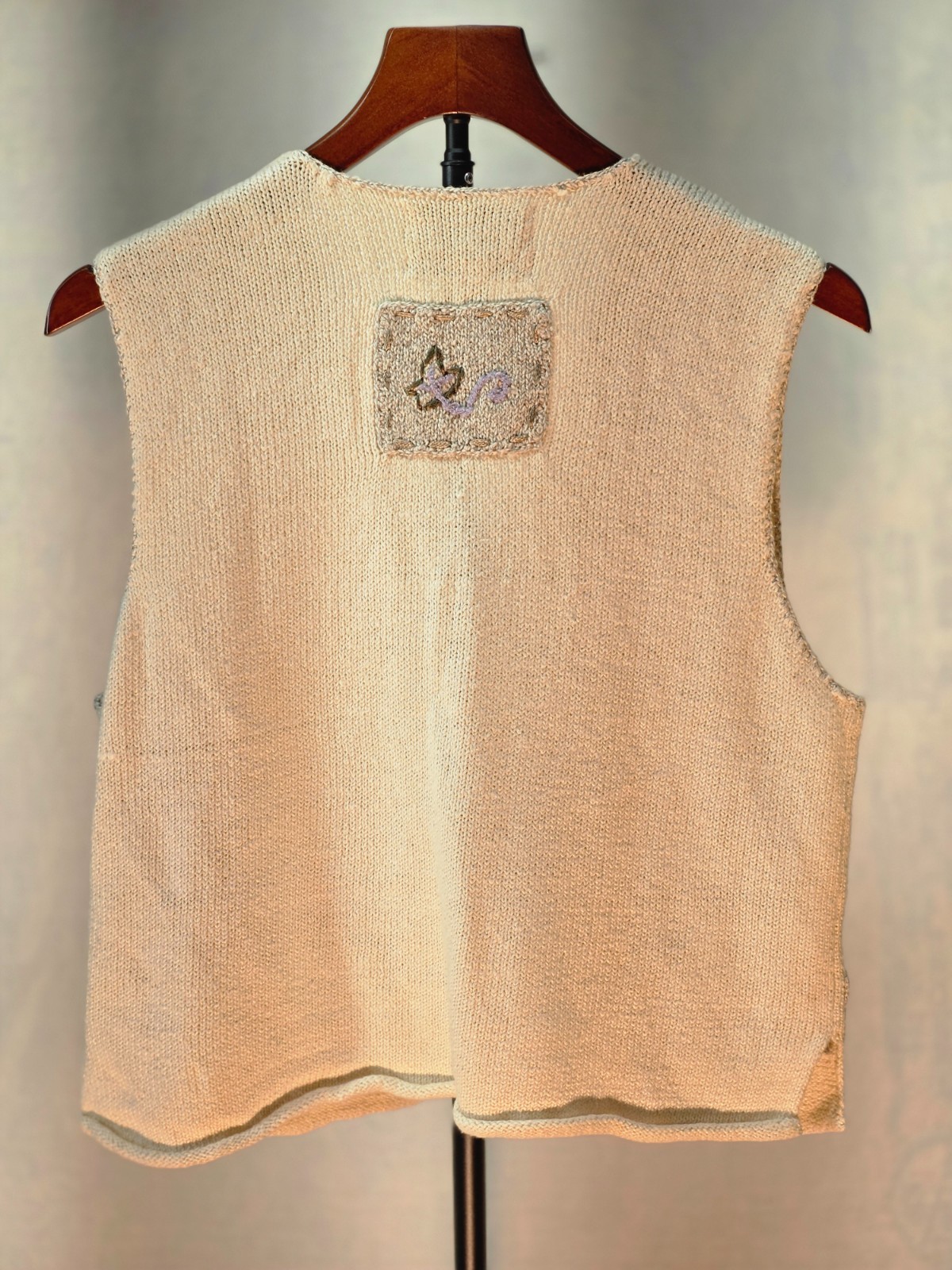 Vintage Portraits By Northern Isles Hand Embroidered Patchwork Sweater Vest (S)