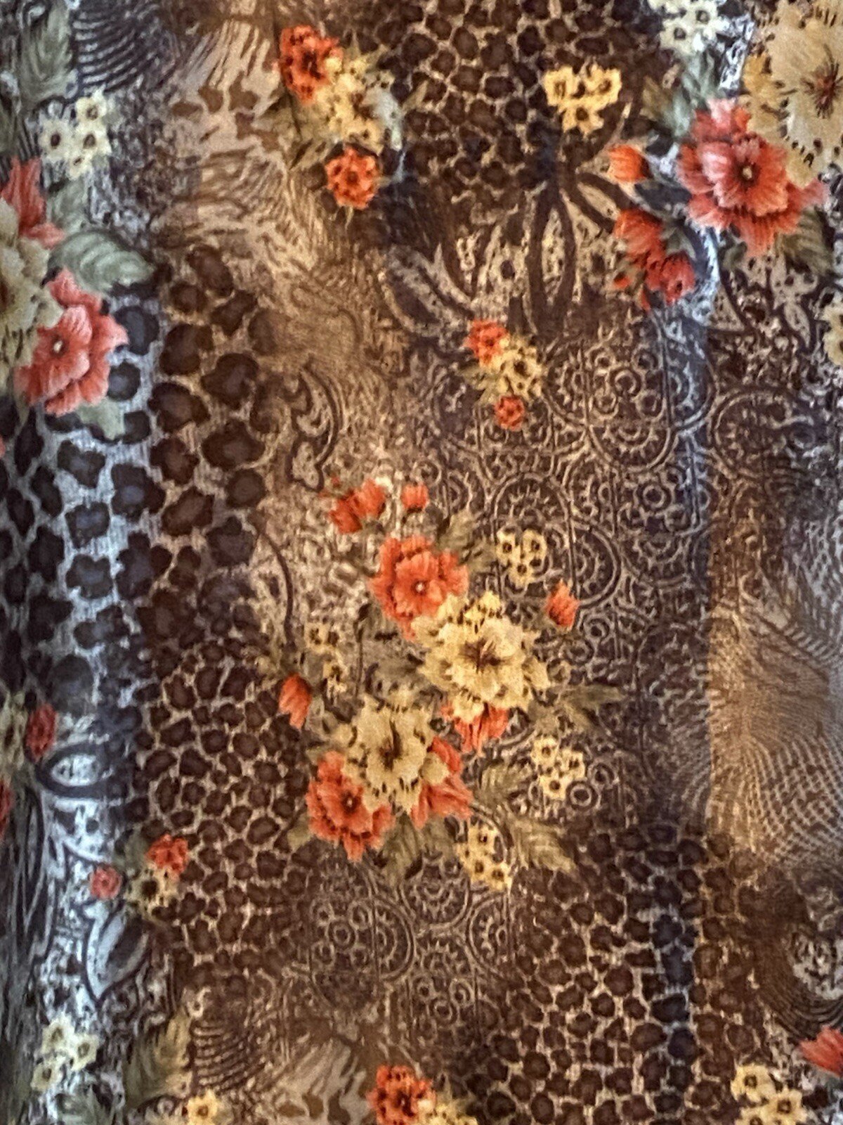 Vintage Set Sante Classics Leopard Floral Satin Nightgown & Robe-M