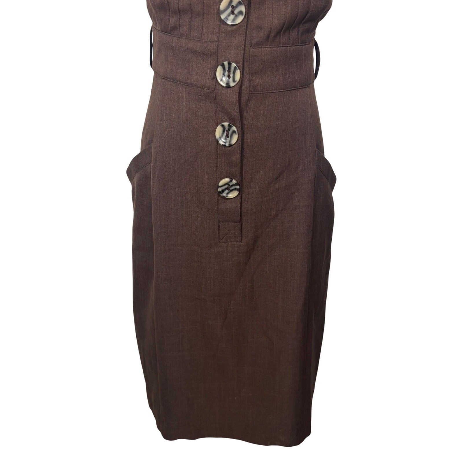 vintage robbie bee espresso brown midi dress corporate goth office siren chic