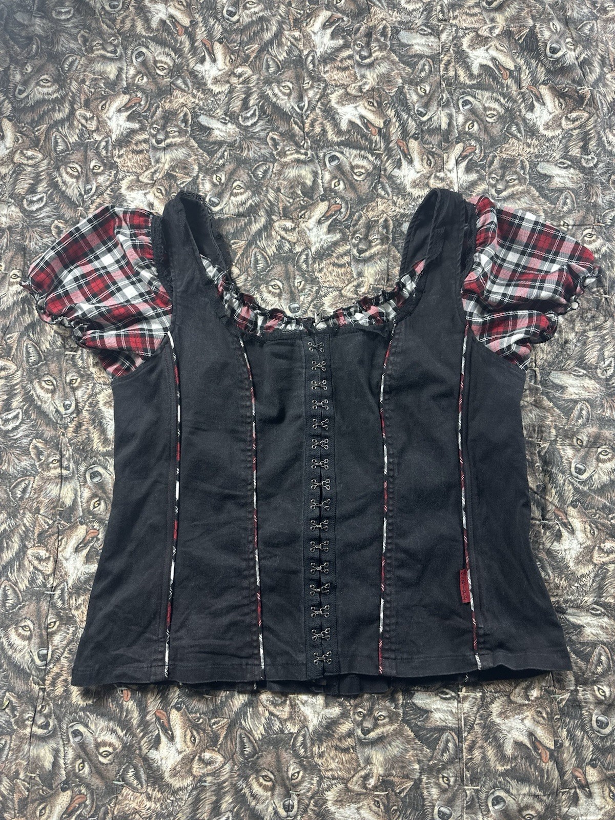 Vintage 90s Tripp NYC Plaid Black Corset Size 3