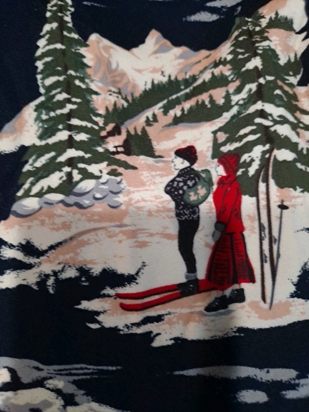 NOS NWT long Sleeve Button Down Shirt 12 Graphic Print Snow Skiing Shirt Sz 12