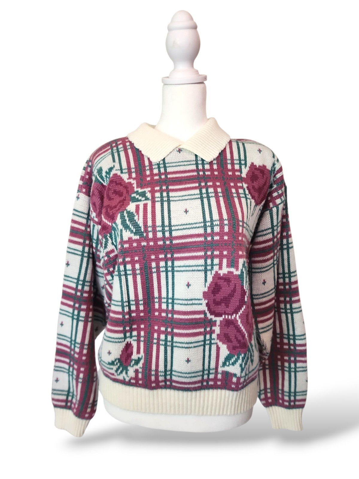 US VTG 90s Cricket Lane Rose Knit Pullover Medium Floral CottageCore Fairy Kei
