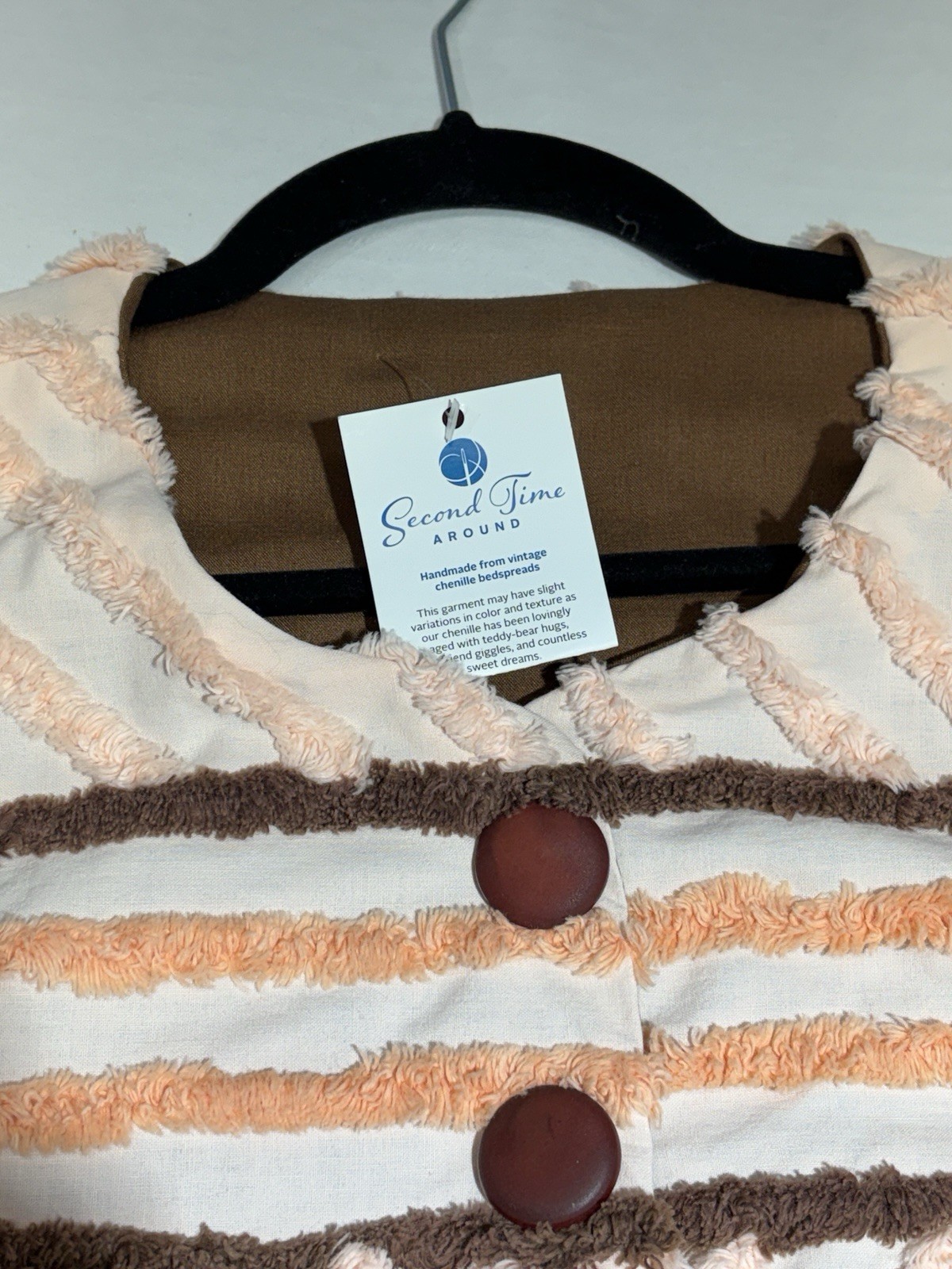 Vintage Chenille Jacket Handmade Striped Boho Cottagecore