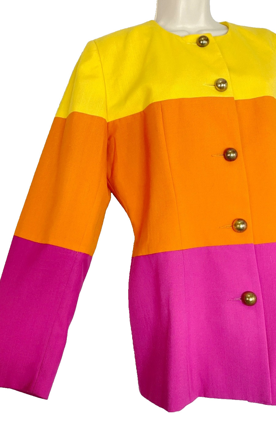 Vintage 1990s colorful blazer jacket pink orange yellow color block E.R. GERARD