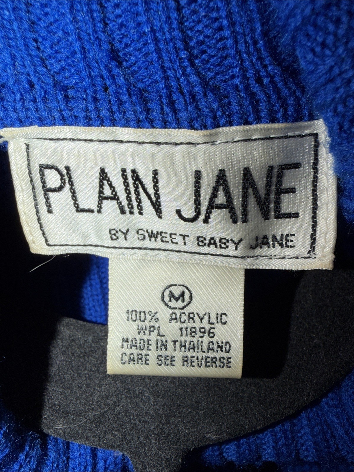 Vintage Plain Jane Sweater Dress Blue Cable Knit 80s 90s Classic Preppy Medium