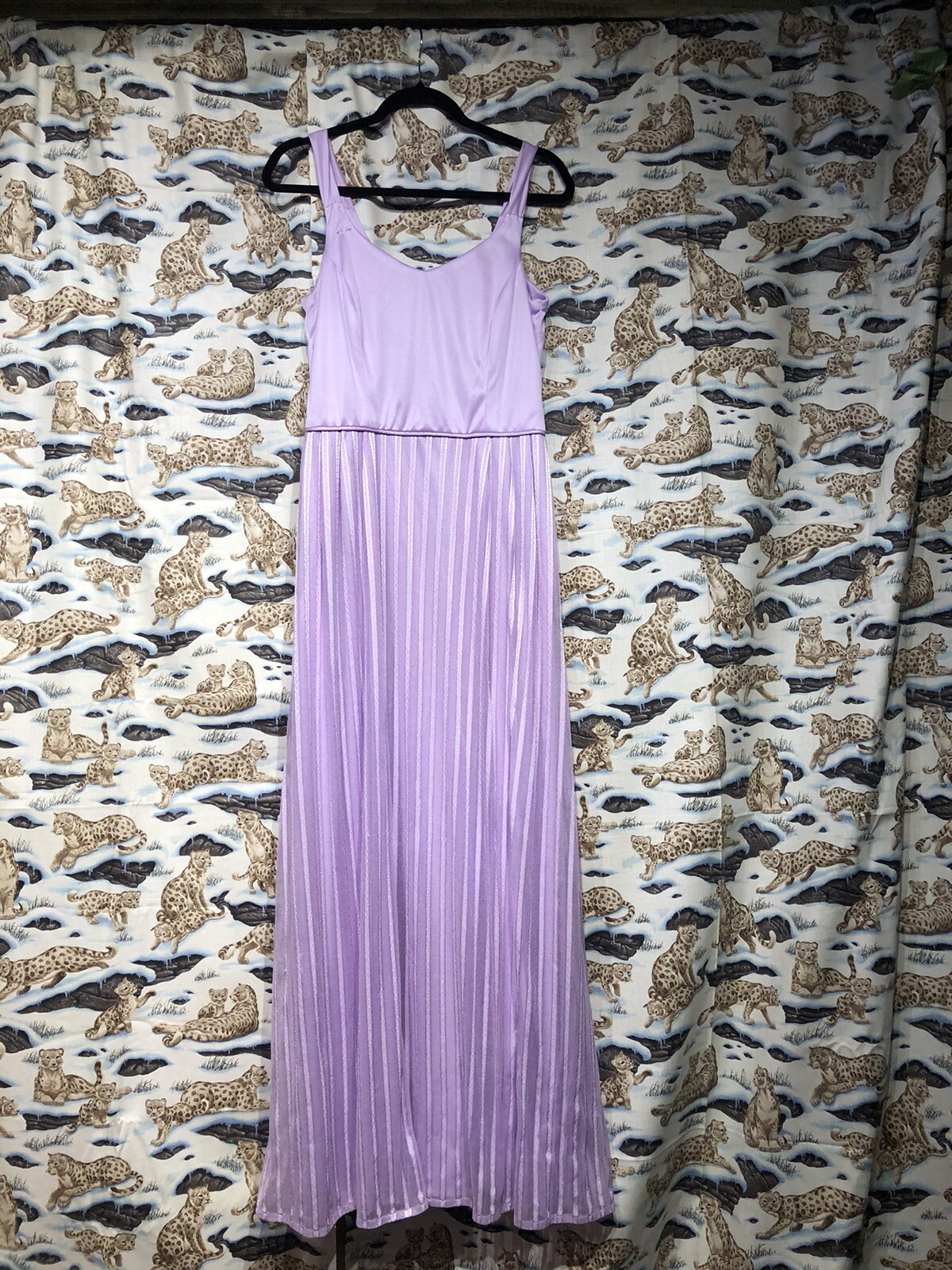 Vintage 70’s Wide Strap Lavender Striped Skirt Maxi Dress~S/M