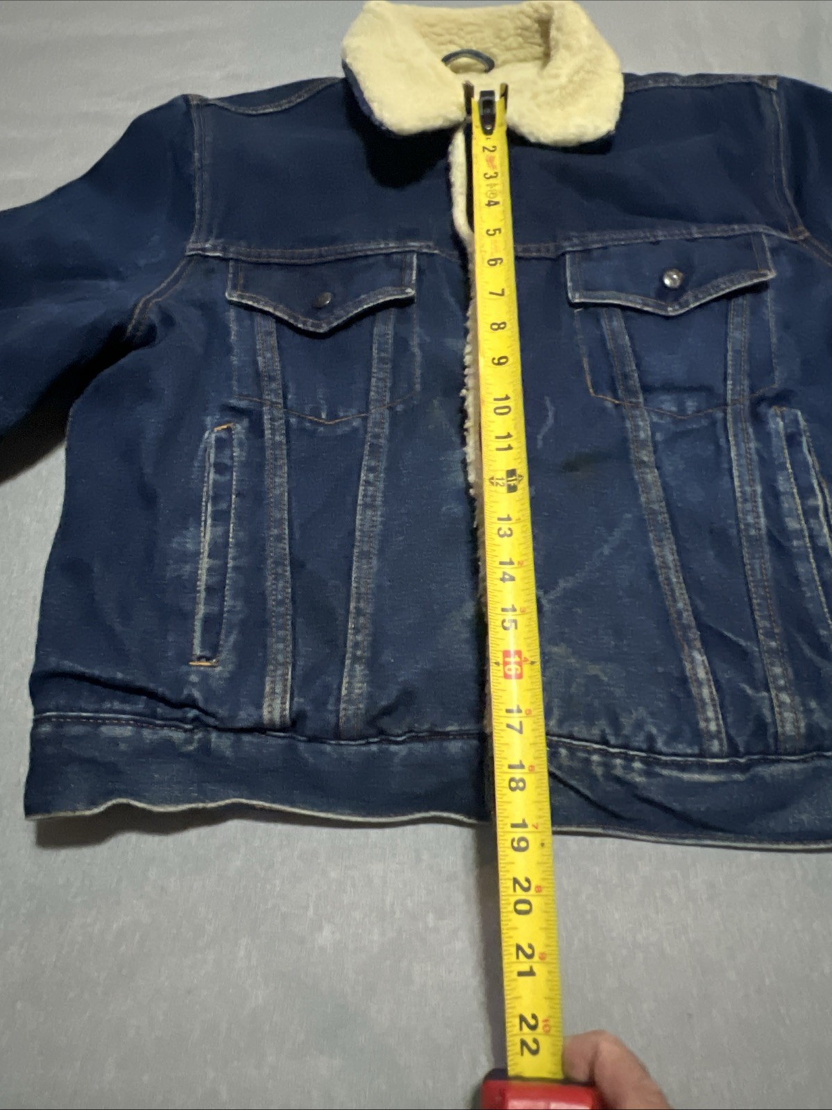 Silver Spur AZ Sherpa Lined Denim Jacket LG Western Wear Trucker Free Shipping