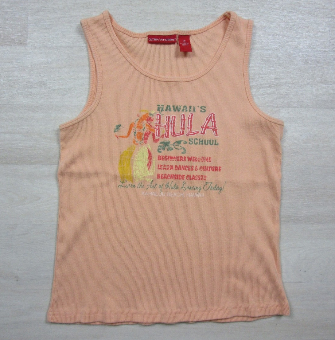 Vintage Y2K Graphic Babydoll Tank Top Womens (M) Wifebeater Gloria Vanderbilt