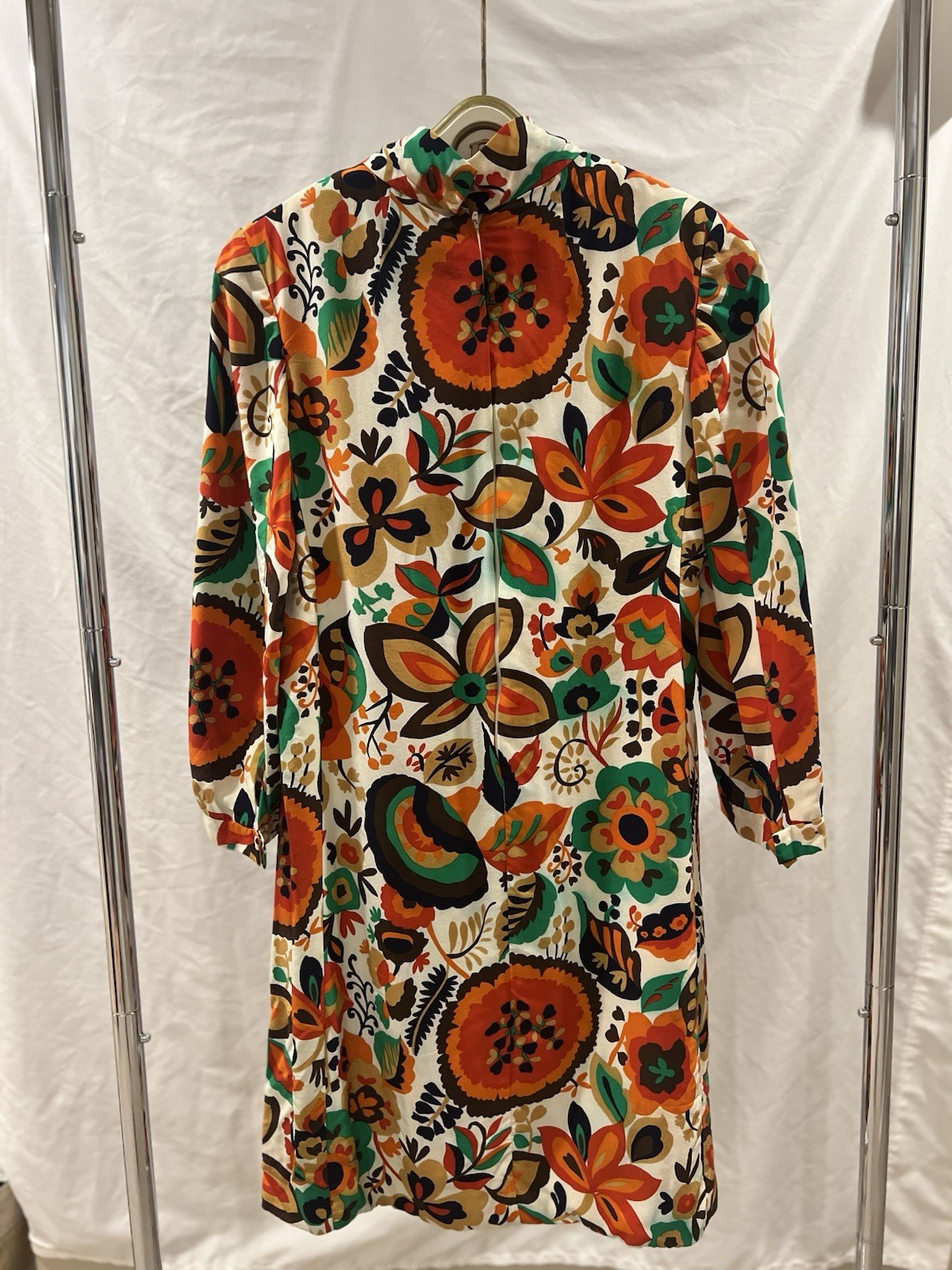 1960s Tiffeau & Busch Floral Mod Dress Psychedelic Print Belt 14
