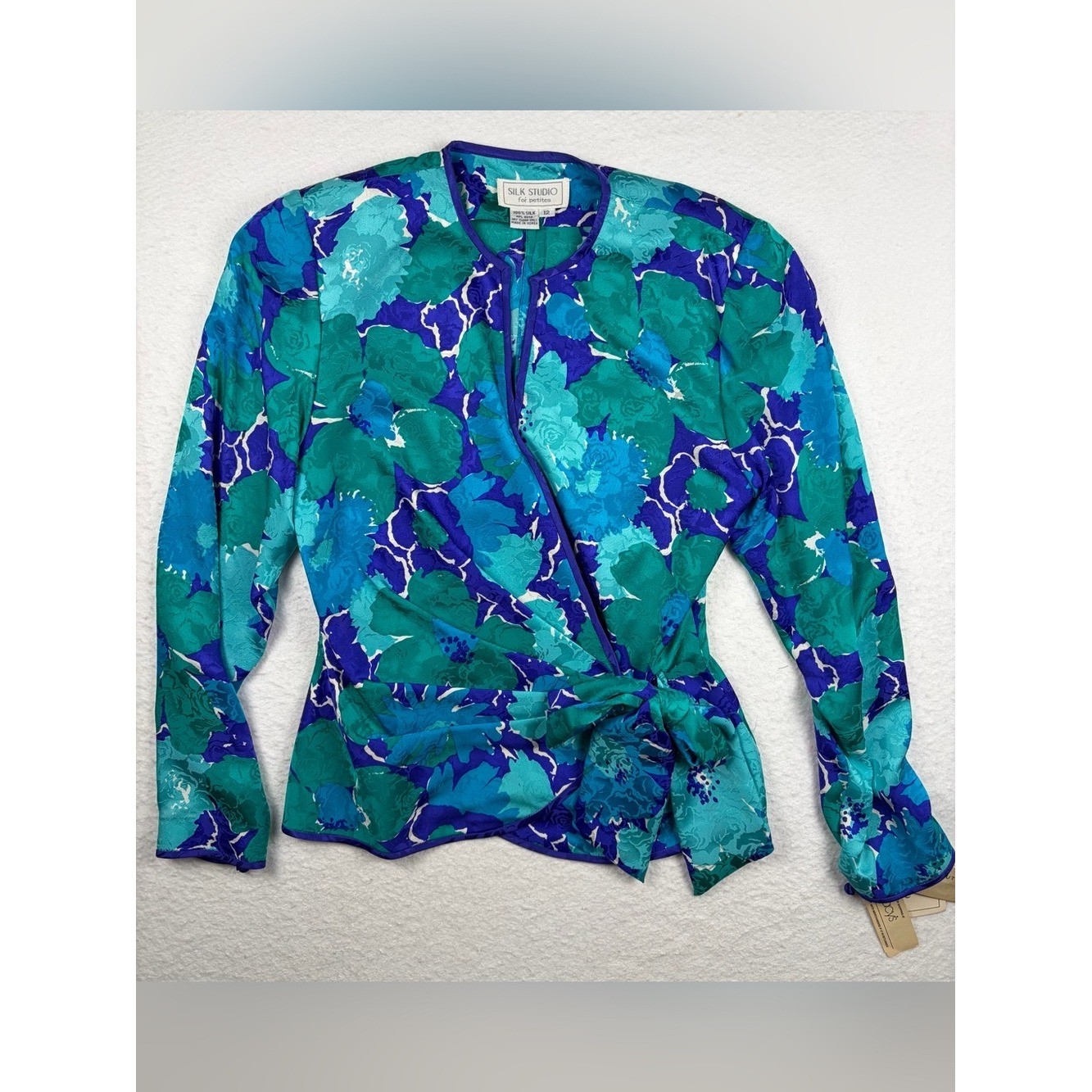 VTG Silk Studio for Petites 100% Silk Wrap Blouse 12