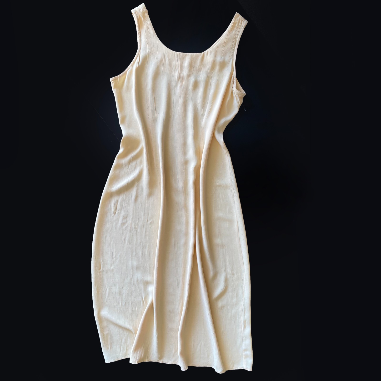Vintage Erika K Sleeveless Maxi Dress Size 12 Textured Rayon Acetate USA Yellow