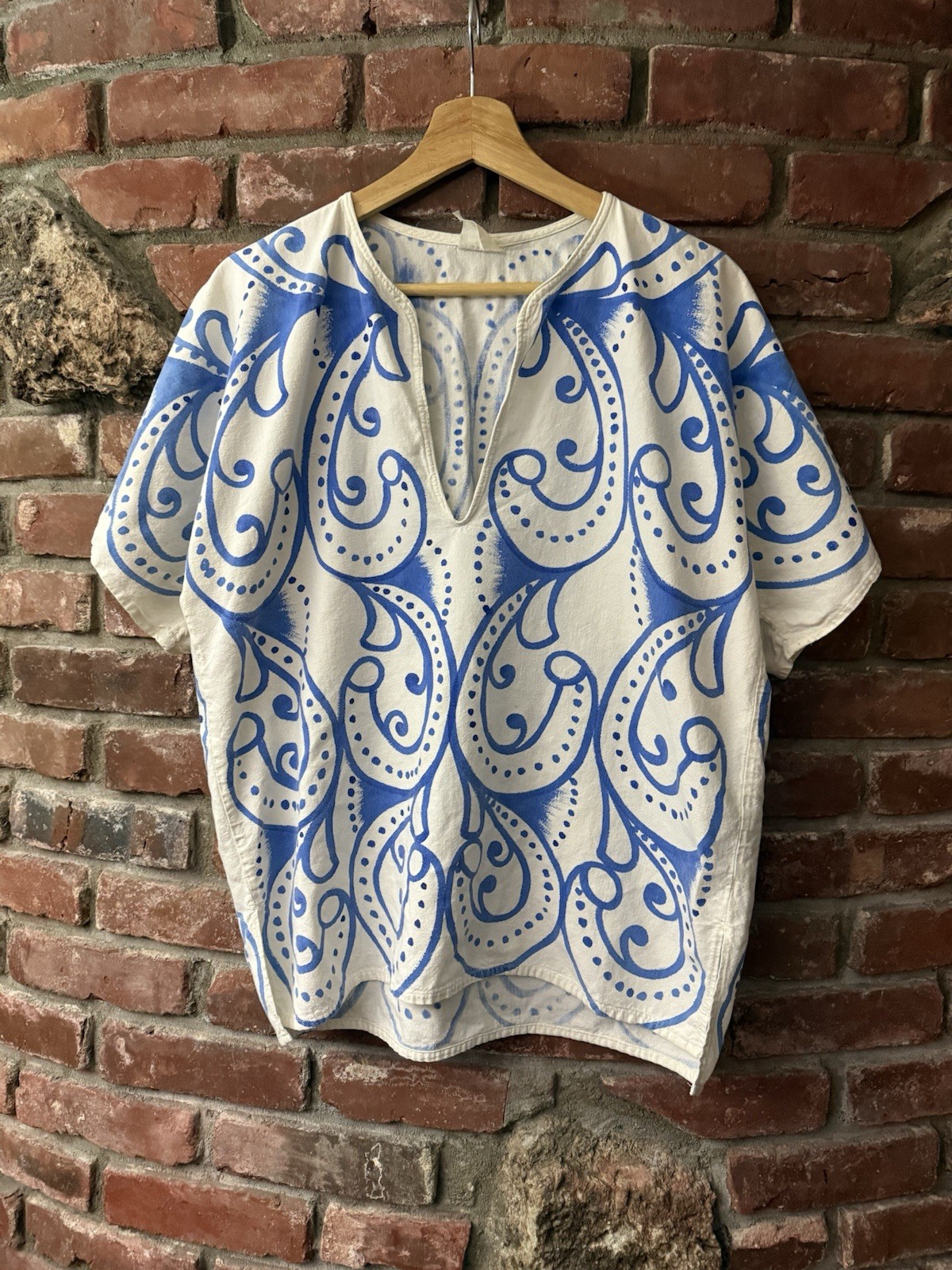 Vintage 70s 80s Paisley Tunic Shirt M