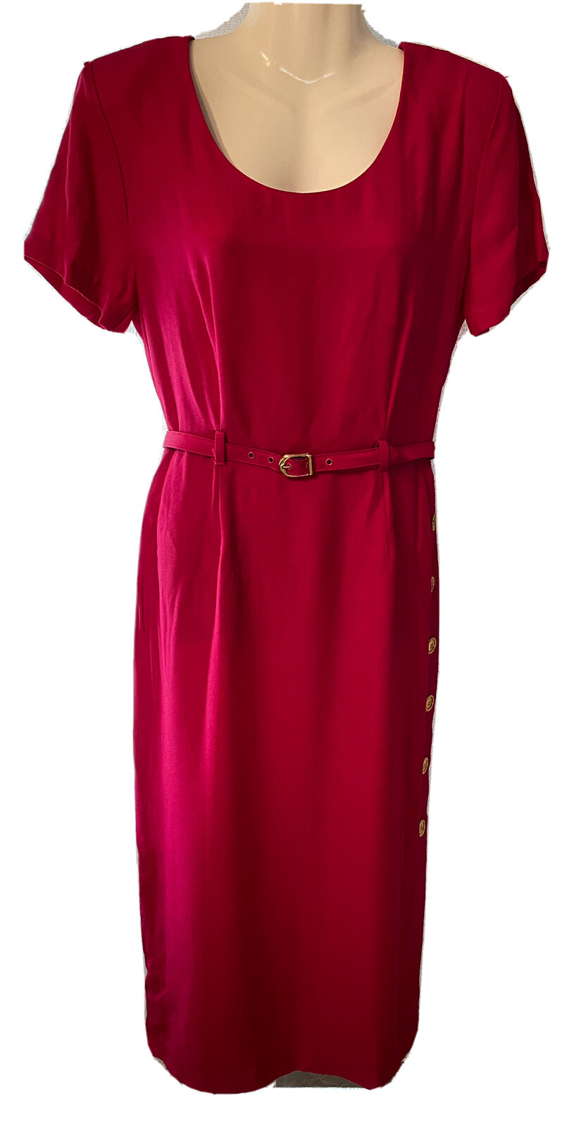 Womens Dawn Joy Dress Pink Sz 7 / 8 Side Buttons Vtg 1990s Career Office