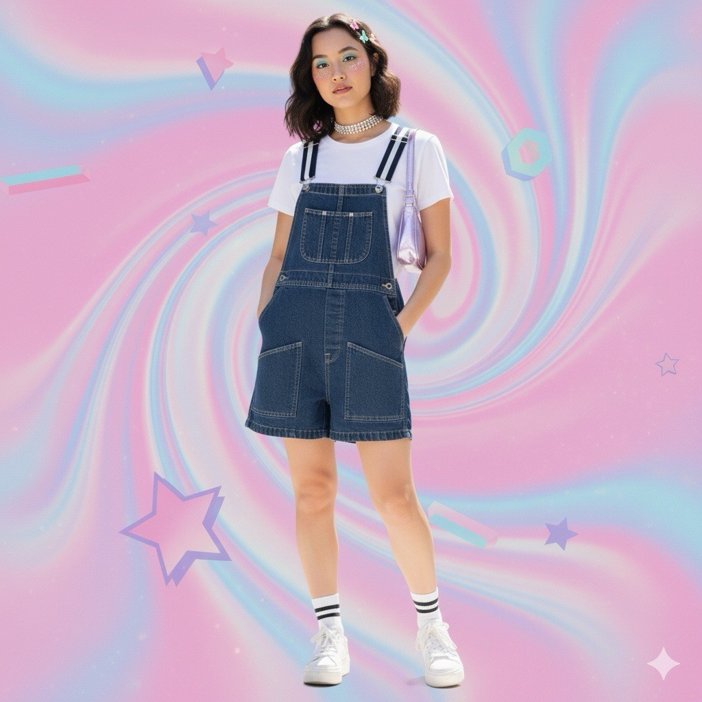 Vintage Denim Bib Carpenter Shortalls / Overall Shorts – Small