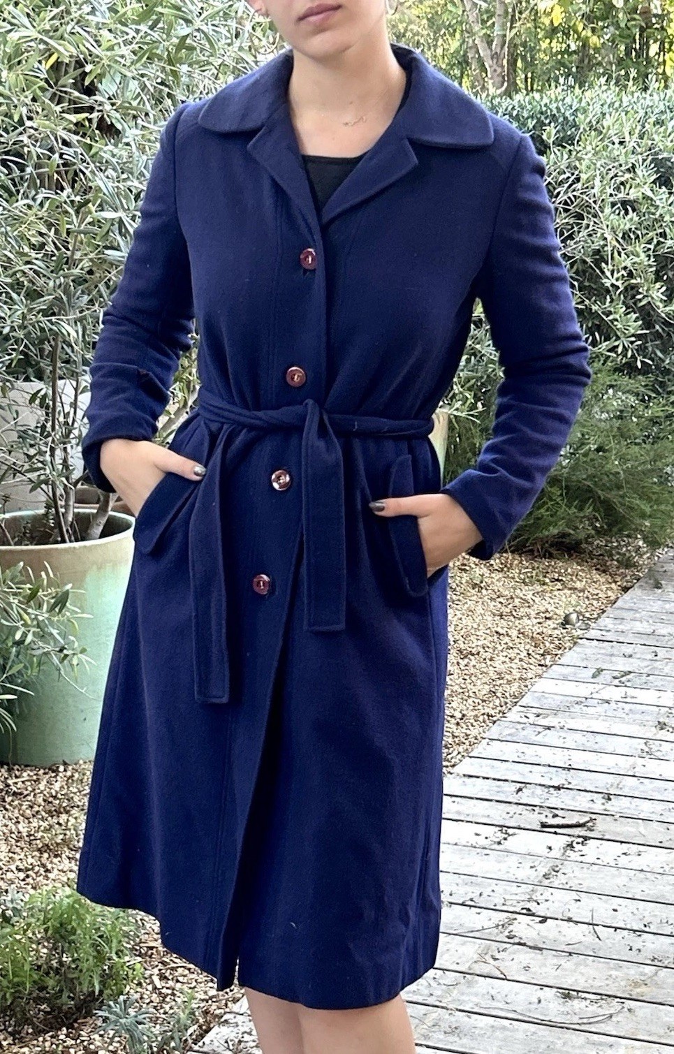 Vintage 50s 60s Gallant S M 100% Cashmere Coat Navy