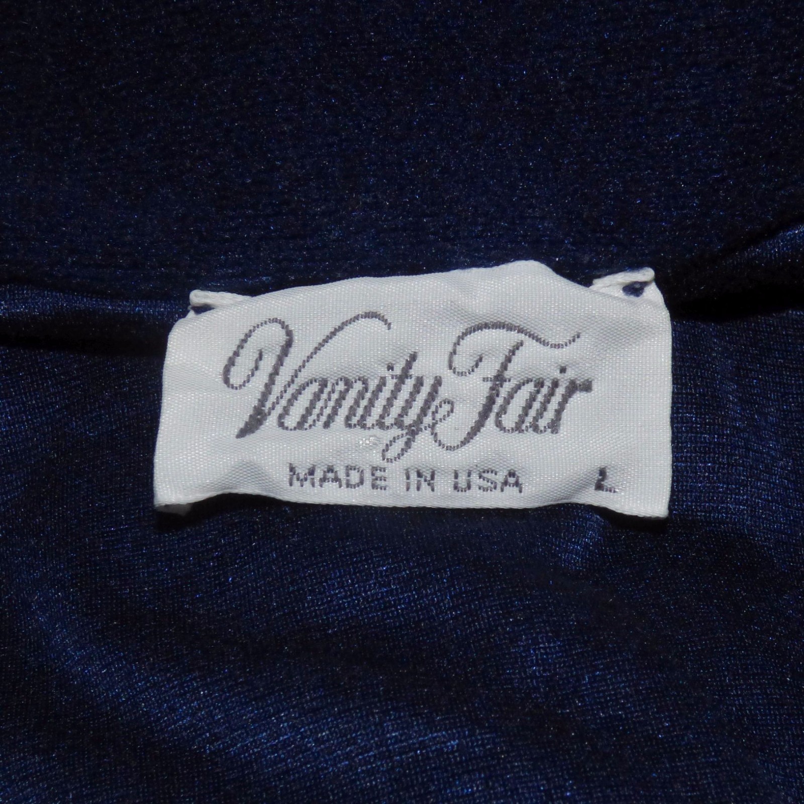Vintage Vanity Fair Navy Polyester Blend Bathrobe Size L B:48 W:48 H:50 L:35.5