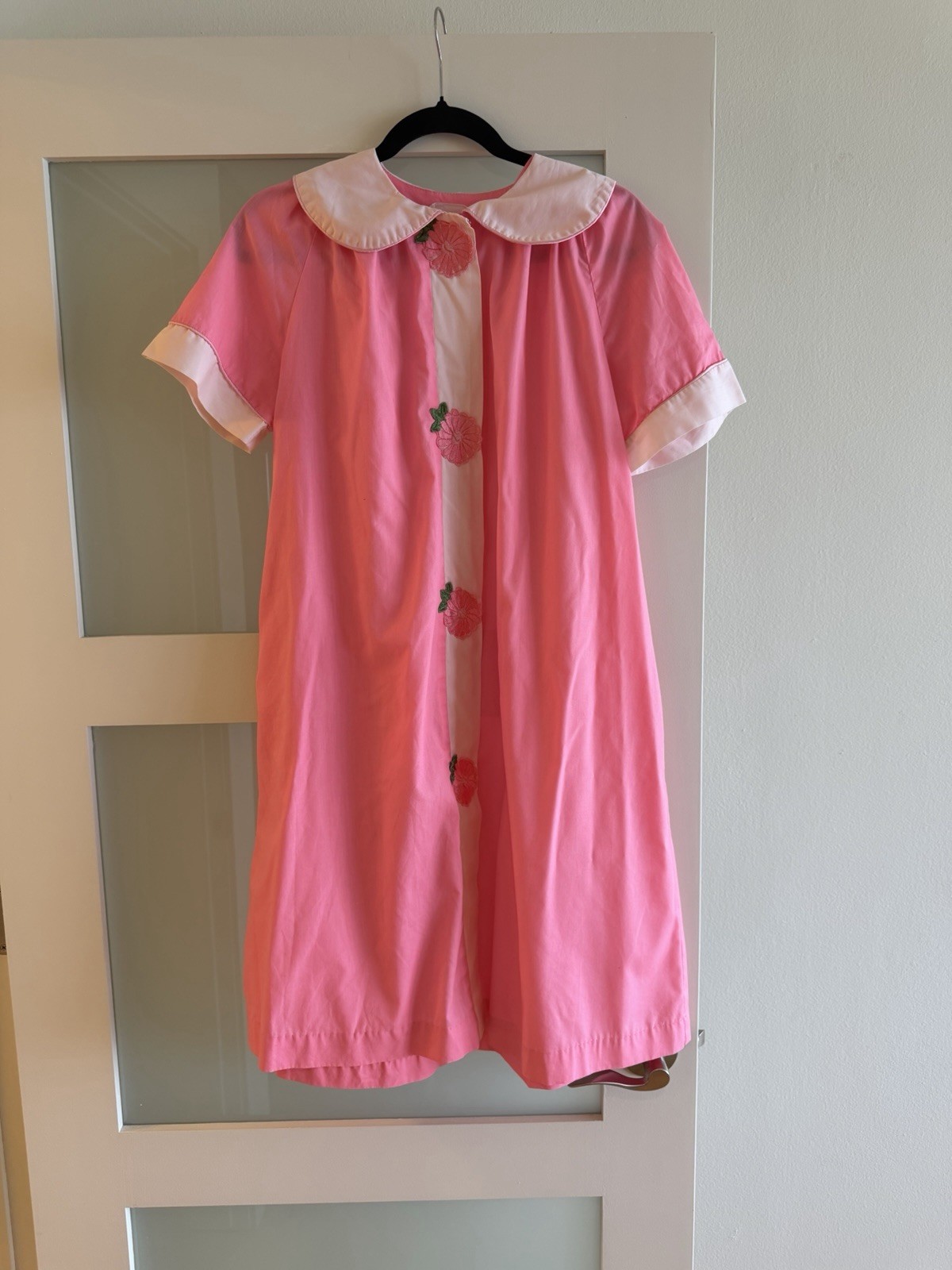 Vintage Loungees robe/housedress, pink, pocket, Sz 12