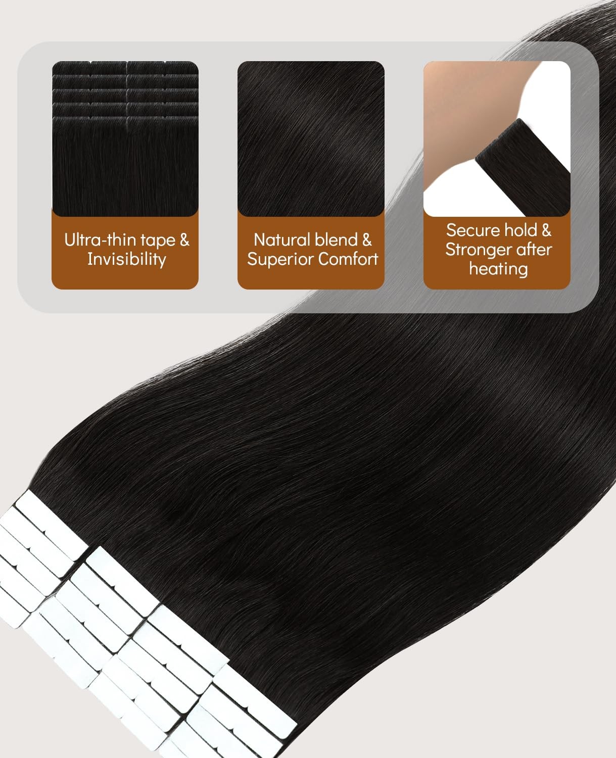 VINBAO Injected Tape in Extensions Human Hair Invisible Hair Extensions Tape in
