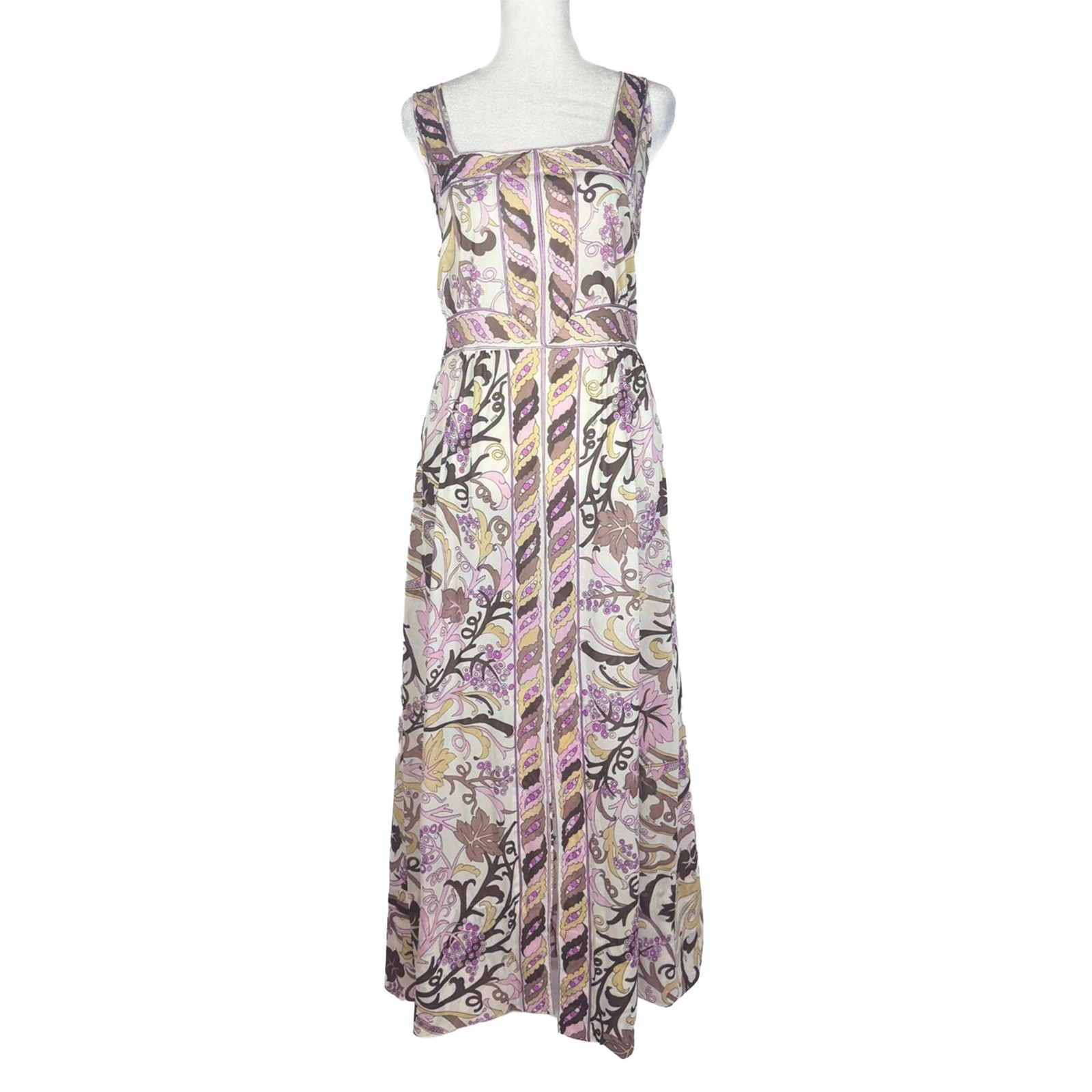Vintage 1960s – 1970s Pucci Purple Paisley Print Maxi Slip Dress