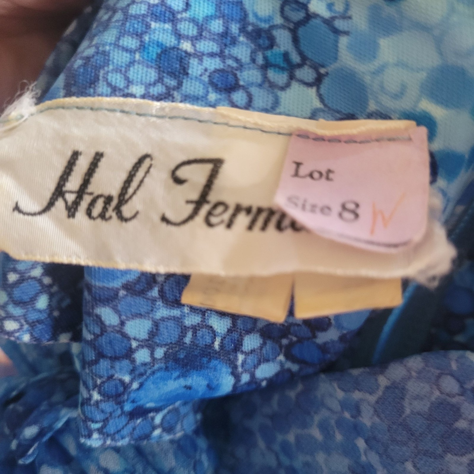 Vintage Hal Ferman Womens Size 8 Blue Skirt Blouse Set With Tie Neck Nwt