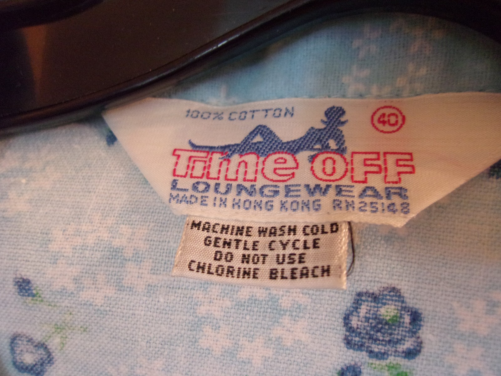 2 Pr. Vintage “TIME OFF” Loungewear Pajama Set Cotton Blue and Pink Size 40 NWOT