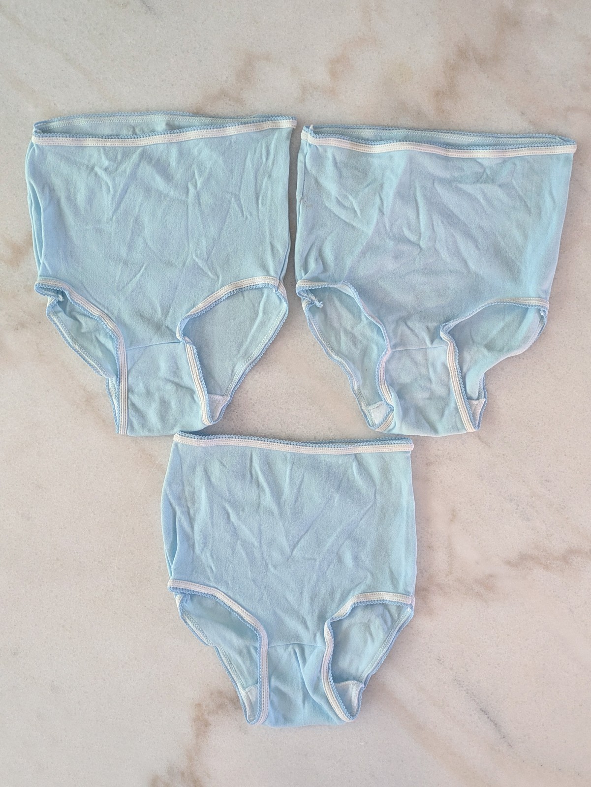 3 x NWOT vtg 100% nylon knit high waist briefs panties baby blue by TERI Lot