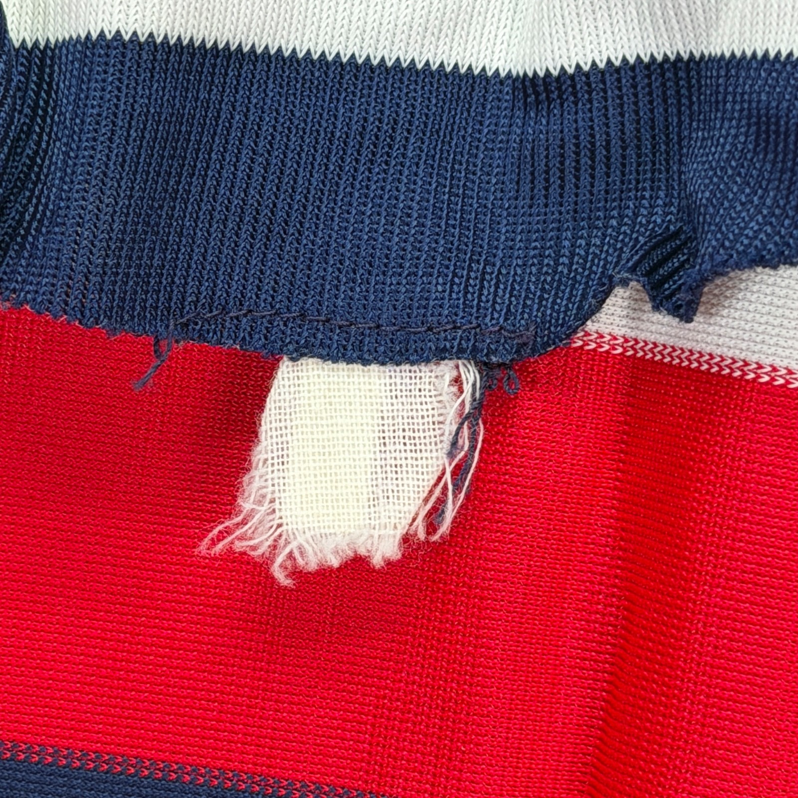 Boutique Loungewear 70’s Red White & Blue Striped Dress USA Pockets Collared M