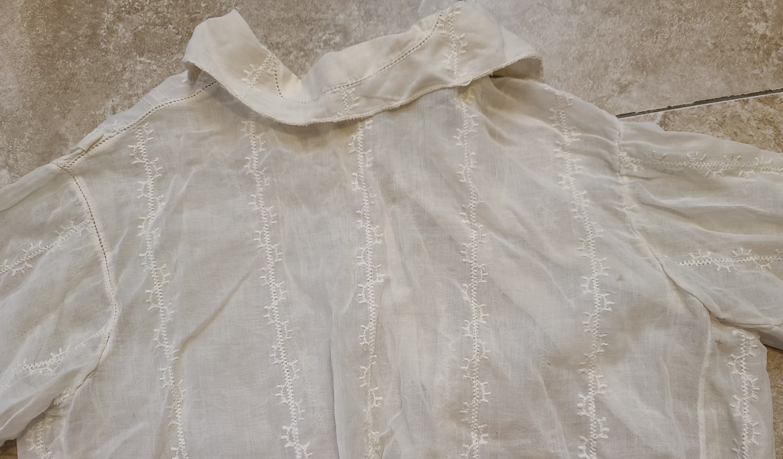 Antique Edwardian Sheer Lacy Dressing Night Gown Shirt Blouse Prarie Wedding S